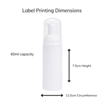 Label dimensions for blank foaming pump bottles 60ml