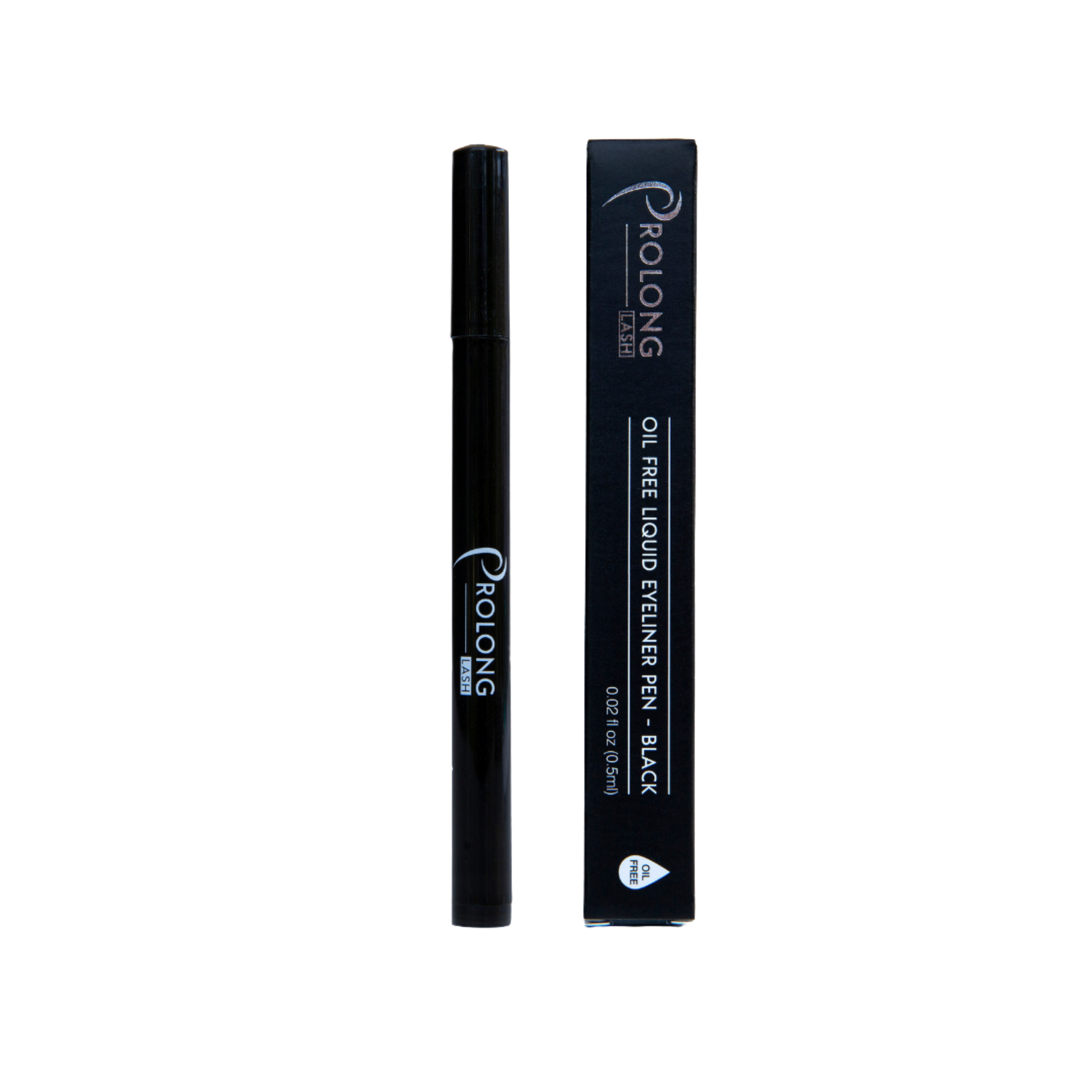 Black eyeliner pen with packaging on a white background