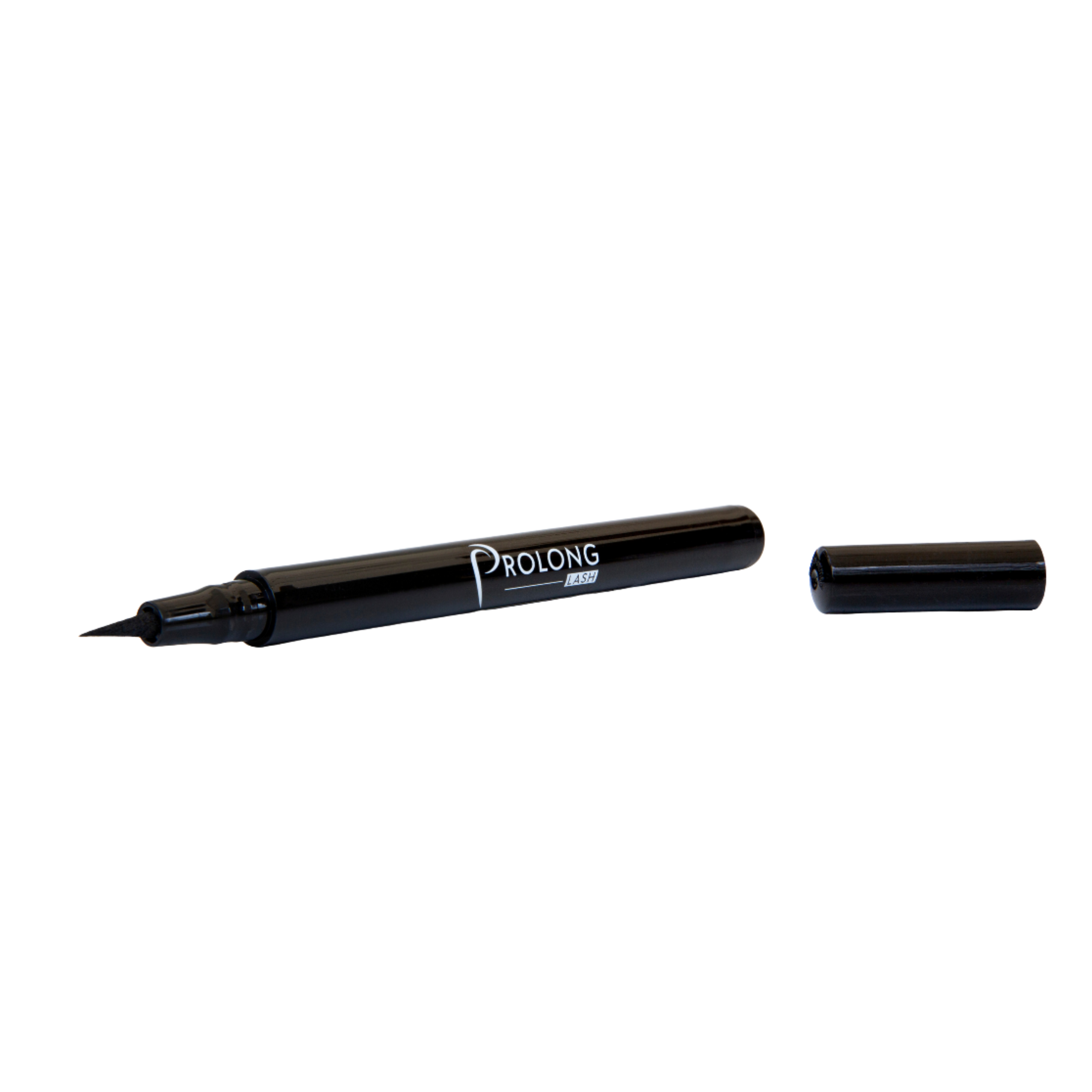 Black marker pen with cap on a white background