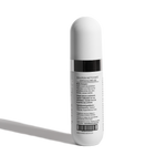 A white cylindrical r bottle with a silver band and black text on the label, shown from the back against a clean white background with a soft shadow.