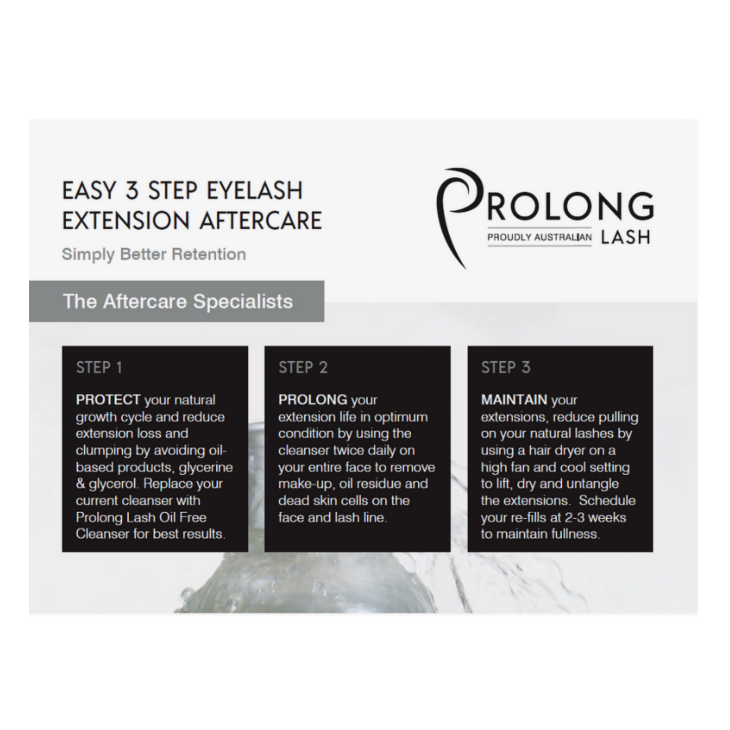 3 step lash aftercare card